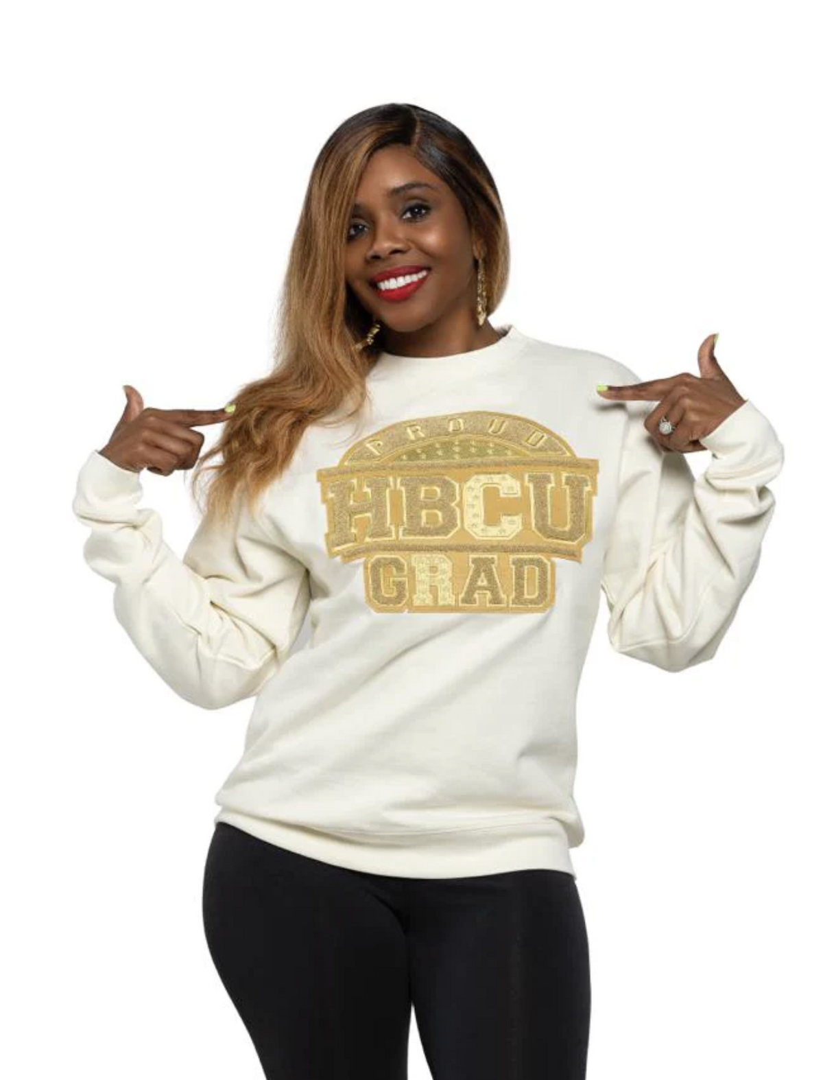 PROUD HBCU GRAD CREAM & GOLD SWEATER