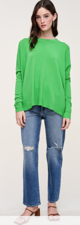 Diva Dolman Square Hem Sweater (Pink or Green)