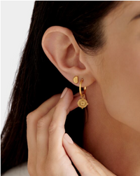 'Happiness' Waterproof Gold Antique Coin Hoop Earrings