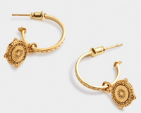 'Happiness' Waterproof Gold Antique Coin Hoop Earrings