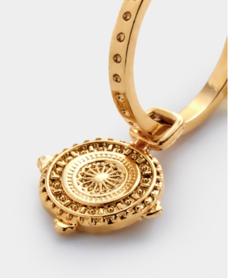 'Happiness' Waterproof Gold Antique Coin Hoop Earrings