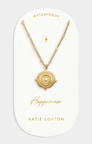 'Happiness' Waterproof Gold Antique Coin Necklace