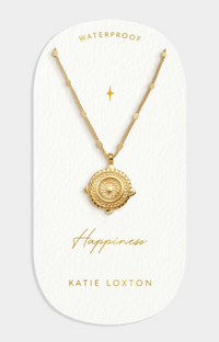 'Happiness' Waterproof Gold Antique Coin Necklace