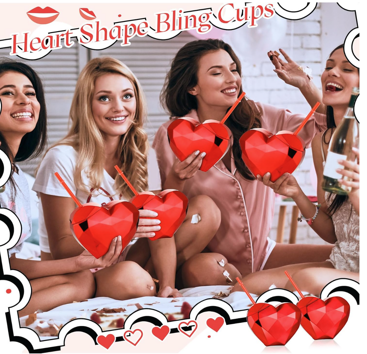 Heart Shaped Cup with Lid and Straw 23 oz