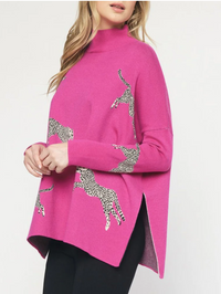 Cheetah Hot Pink Sweater