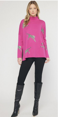 Cheetah Hot Pink Sweater