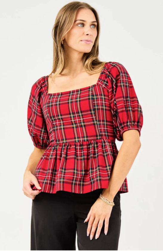 Isabel Top | Red Plaid