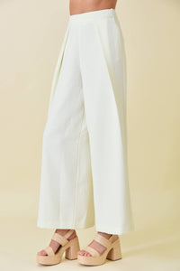 Francis Front Pleat Tailored Pant or Strapless Woven Side Slit Top -OLIVE or IVORY