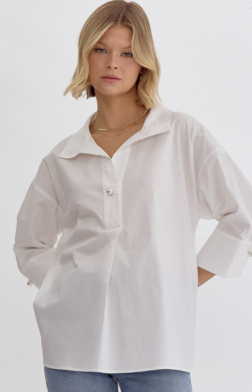 Kay Pearl Button Top