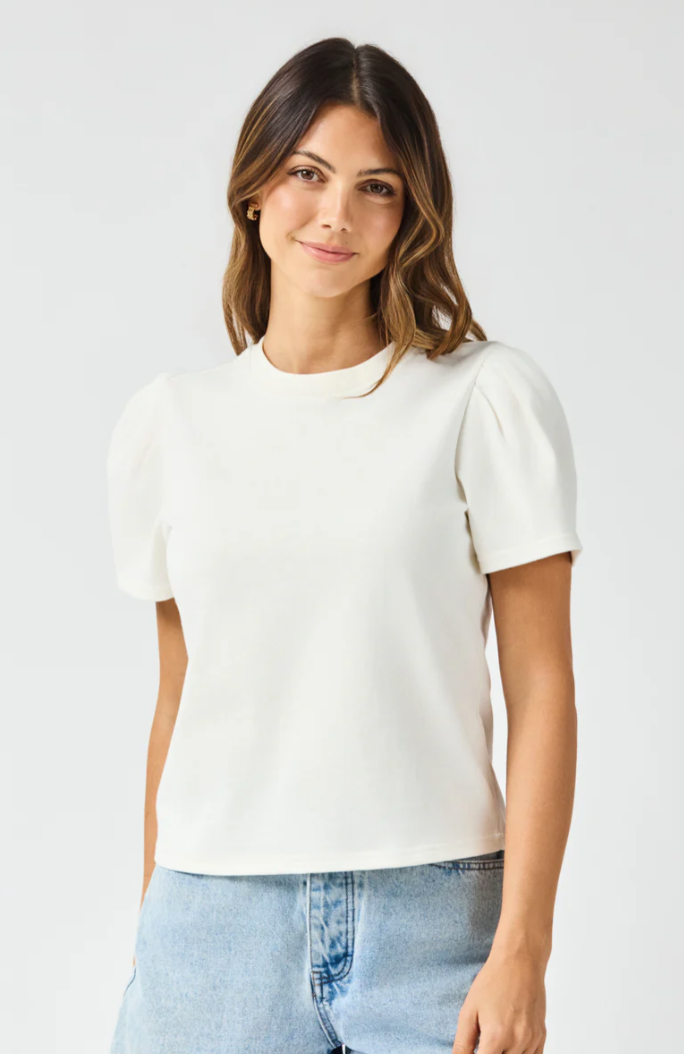 Larissa Pleat Sleeve Tee | White