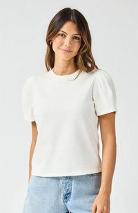 Larissa Pleat Sleeve Tee | White