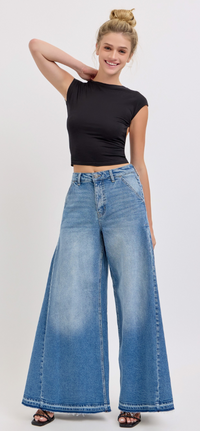 Laurel High Rise Wide Leg With Side Triangular Tuck Jeans