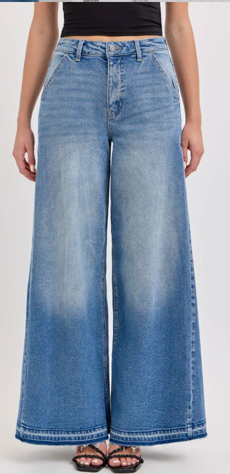 Laurel High Rise Wide Leg With Side Triangular Tuck Jeans