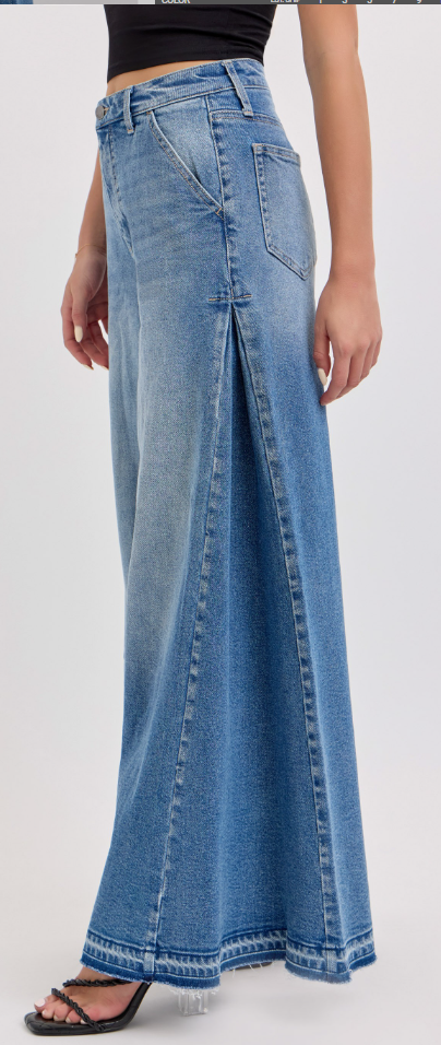 Laurel High Rise Wide Leg With Side Triangular Tuck Jeans