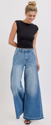 Laurel High Rise Wide Leg With Side Triangular Tuck Jeans