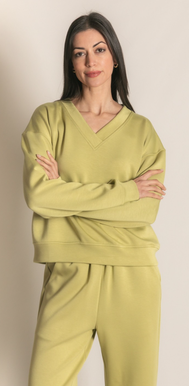 P. CILL Butter Modal V-Neck Pullover Top
