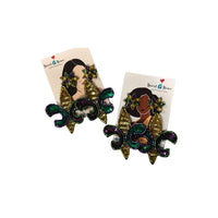 Fleur de Lis Sparkle Seed Bead Earrings