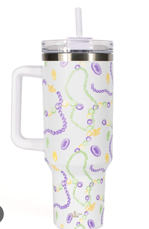 Mardii Gras Bead Tumbler