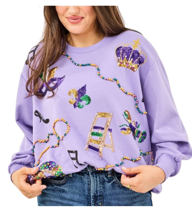 sarah mardi gras icons sweatshirt