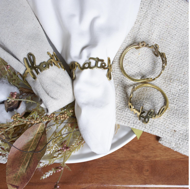 Grateful & Thankful Napkin Ring Set