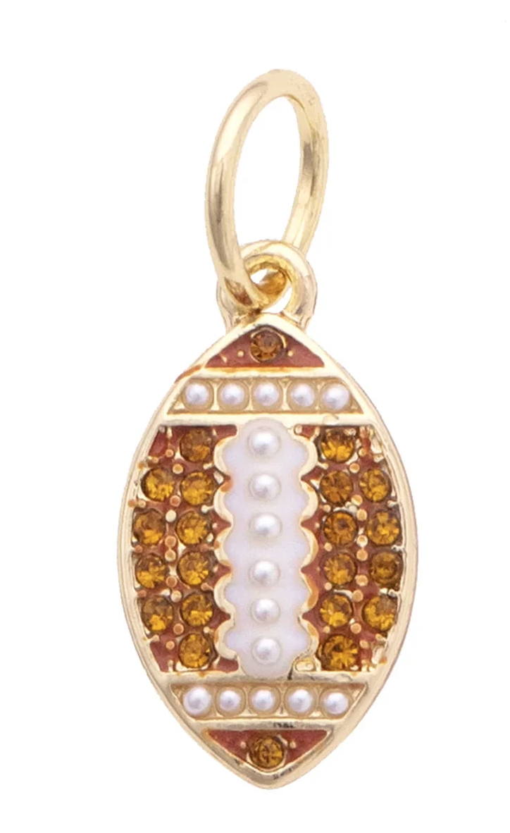 CANVAS STYLE CHARM BAR-Pave Football Charm in Brown