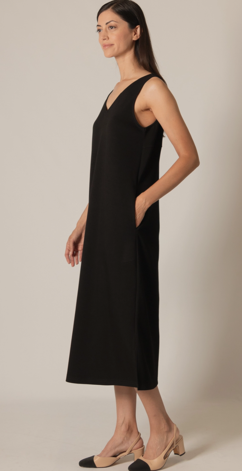 P. Cill Butter Modal V-Neck Sleeveless Midi Dress