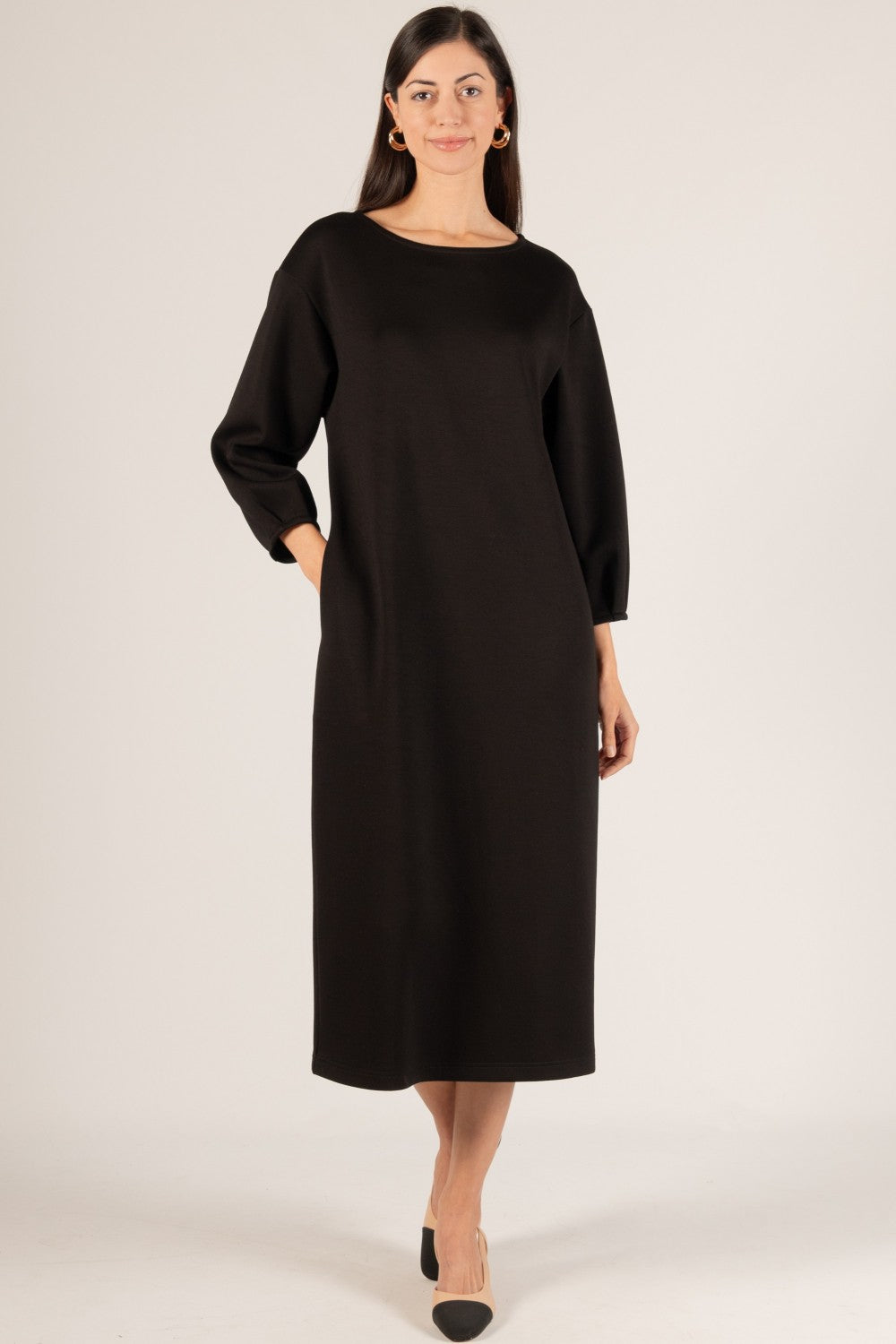 P. CILL Butter Modal Pintuck Sleeve Midi Dress