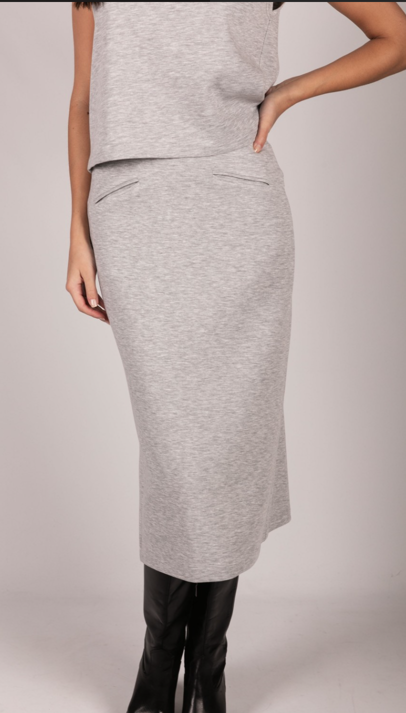 P. CILL Butter Modal Back Slit Pencil Skirt