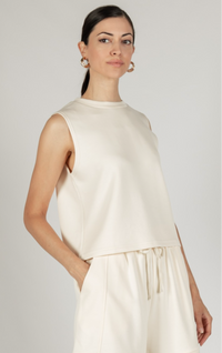 P. CILL Butter Modal Round Neck Sleeveless Cream Top