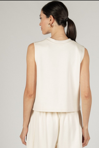 P. CILL Butter Modal Round Neck Sleeveless Cream Top