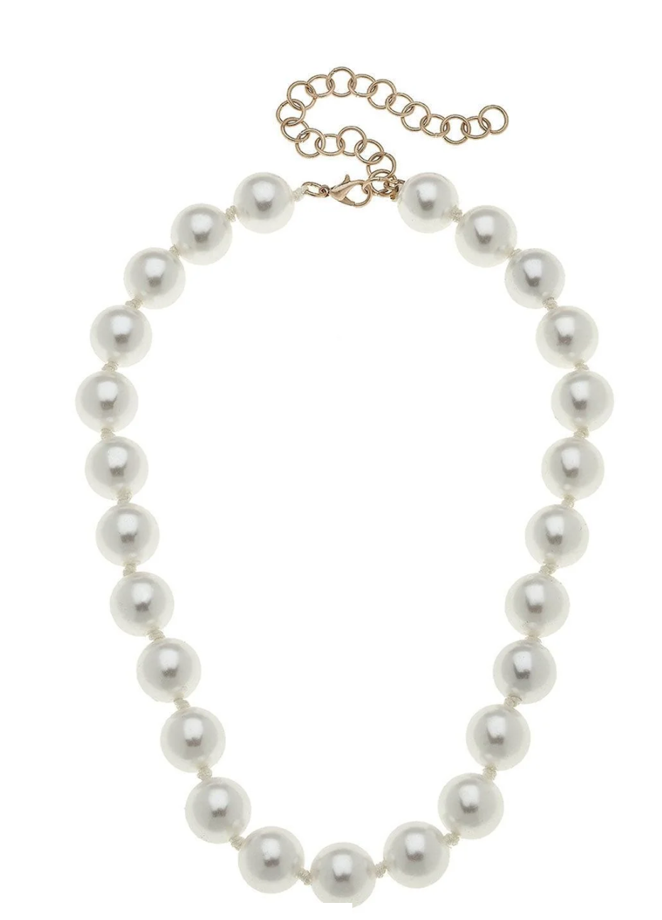 Eleanor Beaded Pearl Necklace in Ivory