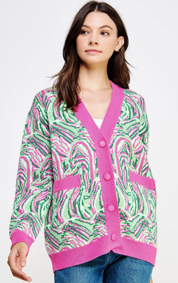 Cristy Red & Green Cardigan