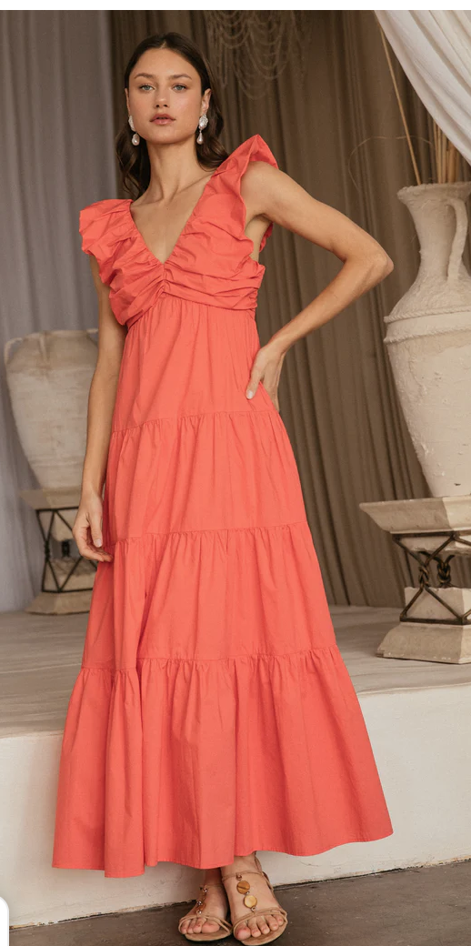 Isabella Poplin Dress Coral / Xs