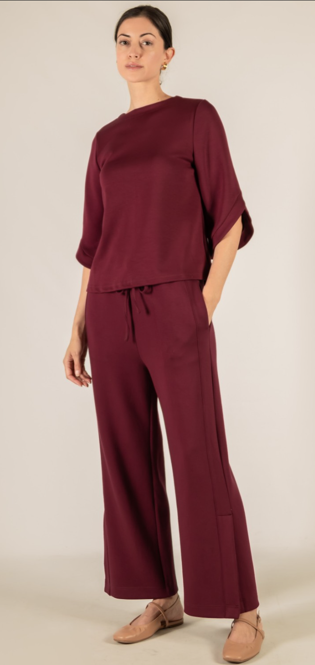 P. CILL Butter Modal Flare 3/4 Sleeve Round Neck Top