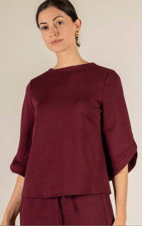 P. CILL Butter Modal Flare 3/4 Sleeve Round Neck Top