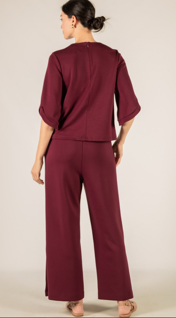 P. CILL Butter Modal Flare 3/4 Sleeve Round Neck Top