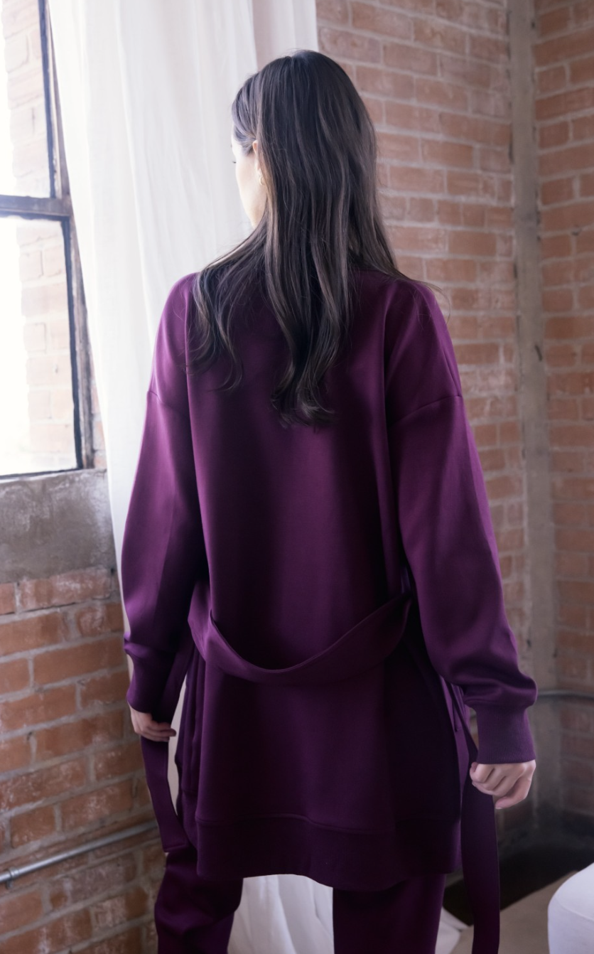 P. CILL Butter Modal Ribbed Contrast Robe