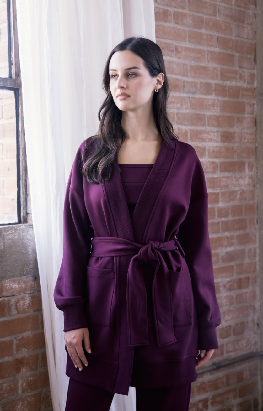 P. CILL Butter Modal Ribbed Contrast Robe