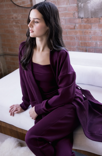 P. CILL Butter Modal Ribbed Contrast Robe