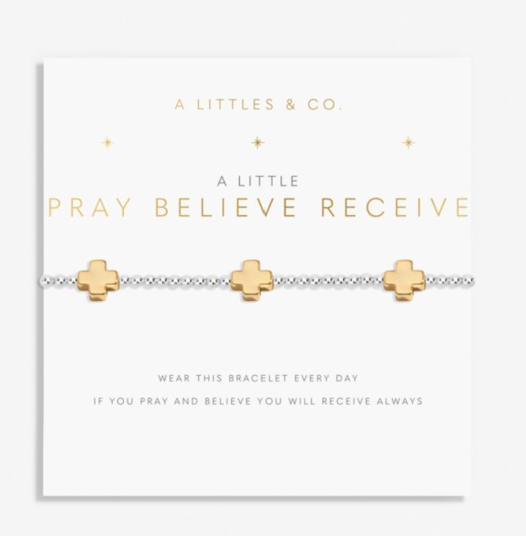 A Little 'Pray Believe Receive' Bracelet In Silver And Gold-Tone Plating