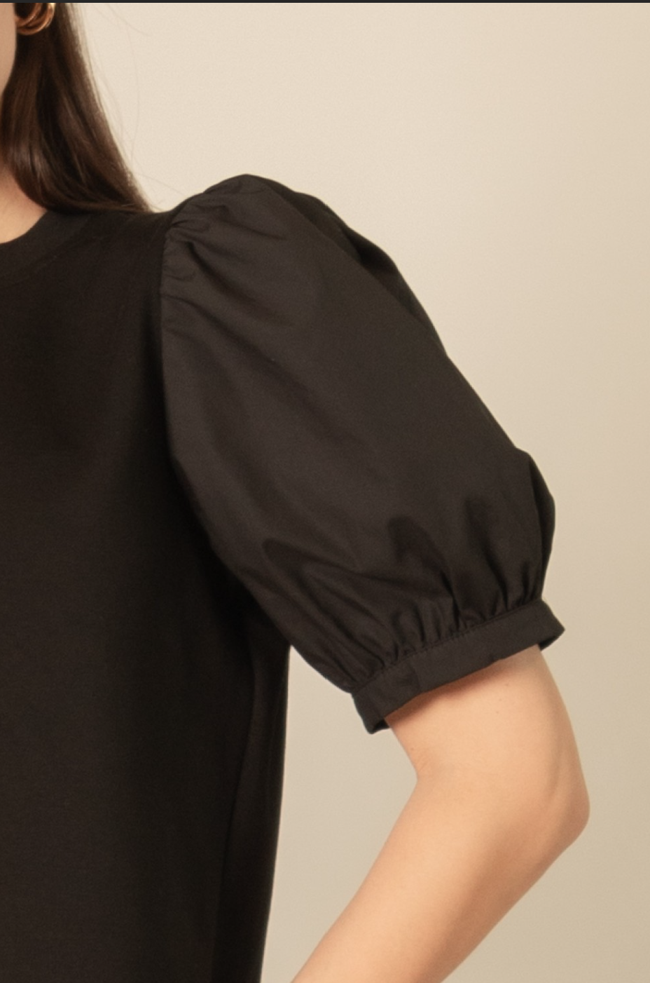 P.CILL Butter Modal Round Neck With Poplin Short Sleeve Top