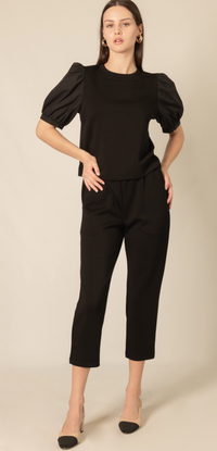 P.CILL Butter Modal Round Neck With Poplin Short Sleeve Top