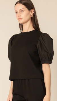 P.CILL Butter Modal Round Neck With Poplin Short Sleeve Top