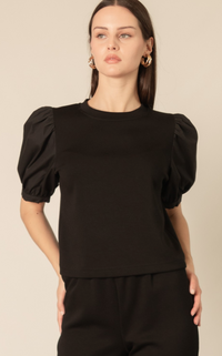 P.CILL Butter Modal Round Neck With Poplin Short Sleeve Top