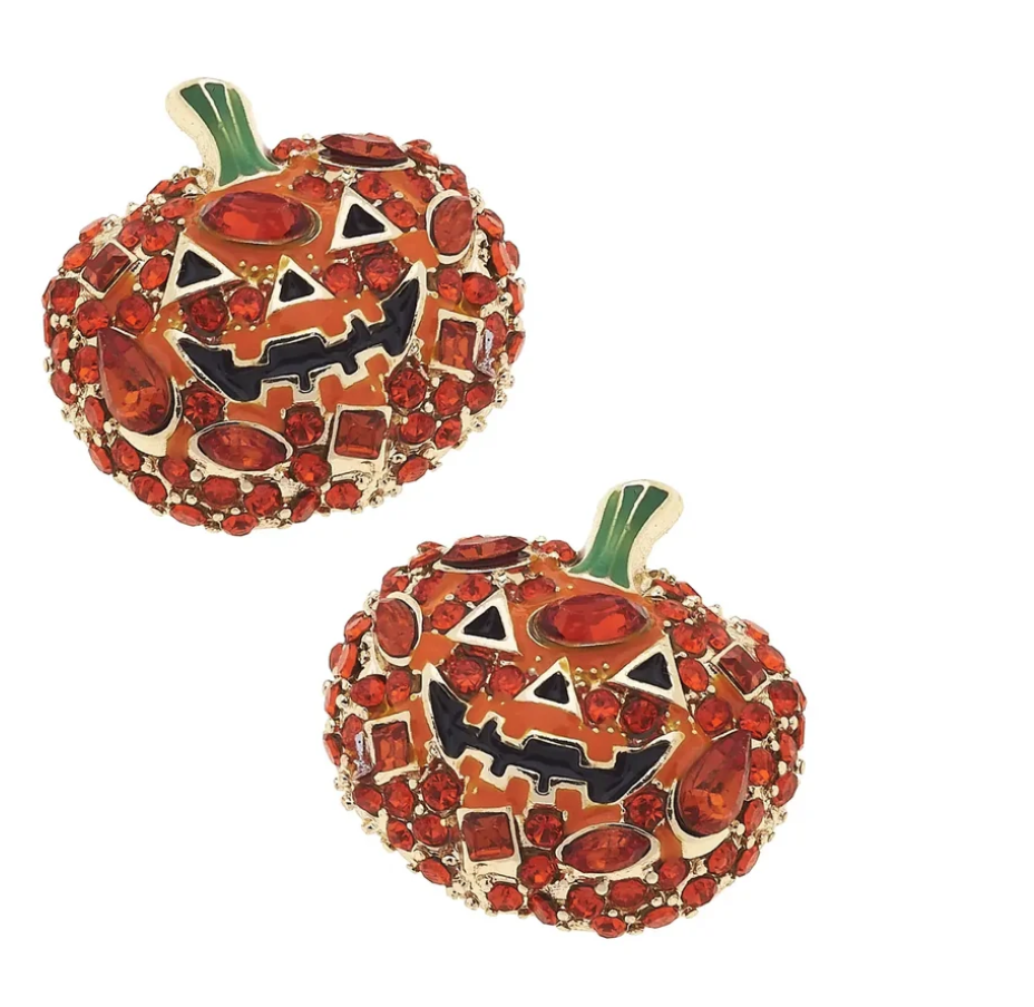 CANVAS STYLE CHARM BAR-Pave Pumpkin Earrings