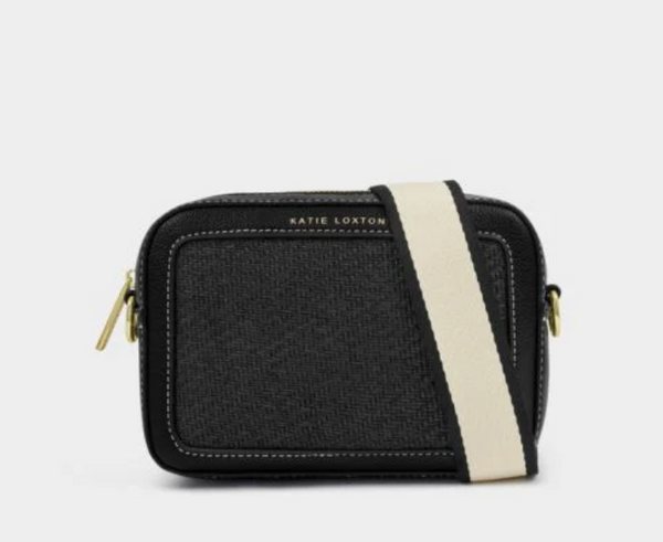 Avery Raffia Small Crossbody Bag | Natural Raffia | Cognac or Black
