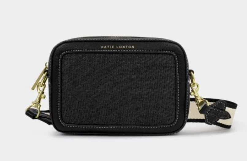 Avery Raffia Small Crossbody Bag | Natural Raffia | Cognac or Black