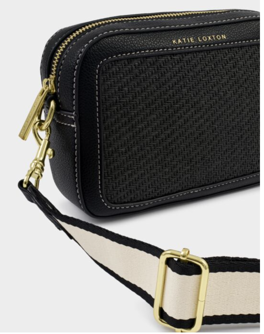 Avery Raffia Small Crossbody Bag | Natural Raffia | Cognac or Black