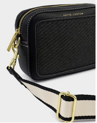 Avery Raffia Small Crossbody Bag | Natural Raffia | Cognac or Black