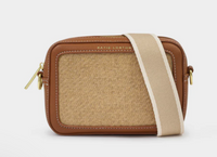Avery Raffia Small Crossbody Bag | Natural Raffia | Cognac or Black